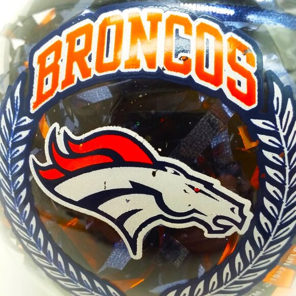 VTG Denver Broncos Christmas Ornaments Set Glass Bulb Mini Football Helmet NFL - Picture 9 of 9